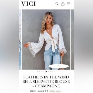 NWT VICI Feathers in the Wind Bell Sleeve Tie Blouse champagne Small
